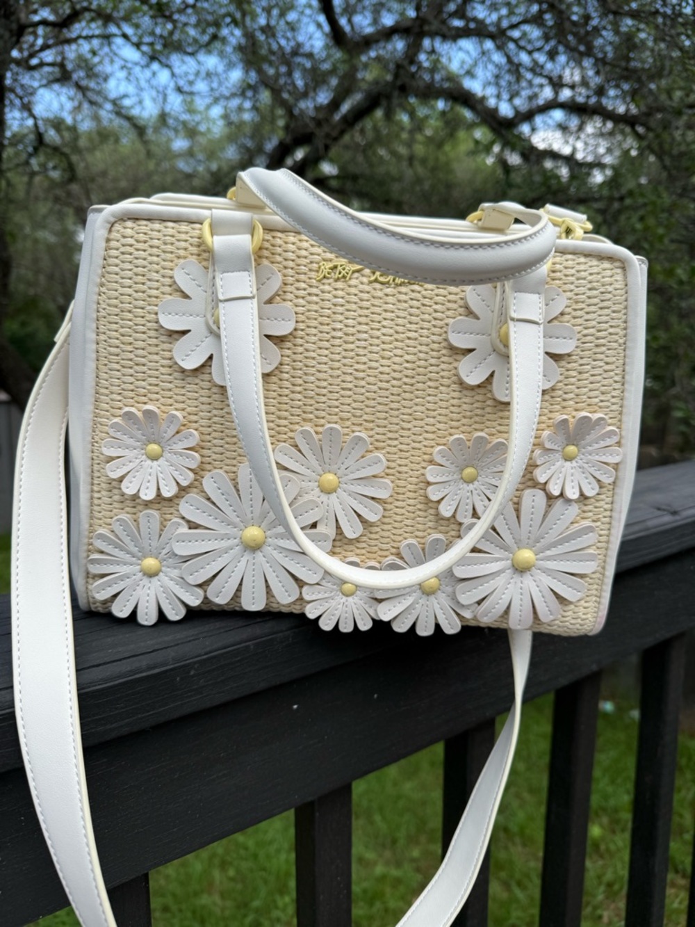 Betsey Johnson Floral Straw Satchel / Crossbody
